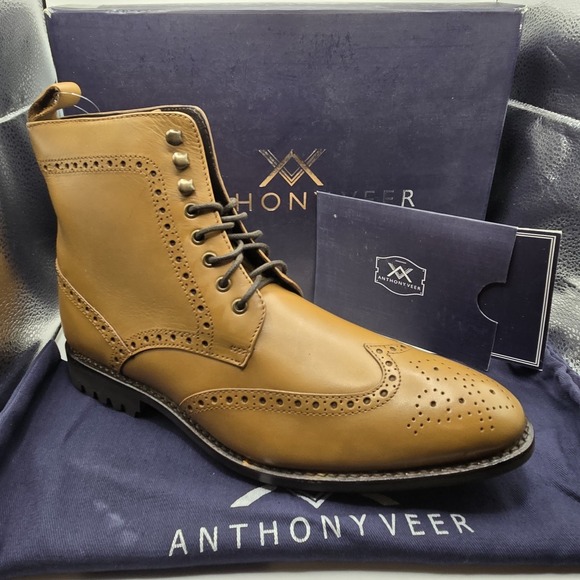 Anthony Veer Grant Boots Walnut 11D In Commando Sole Wingtip‎ Lace Up NWB - Picture 4 of 15